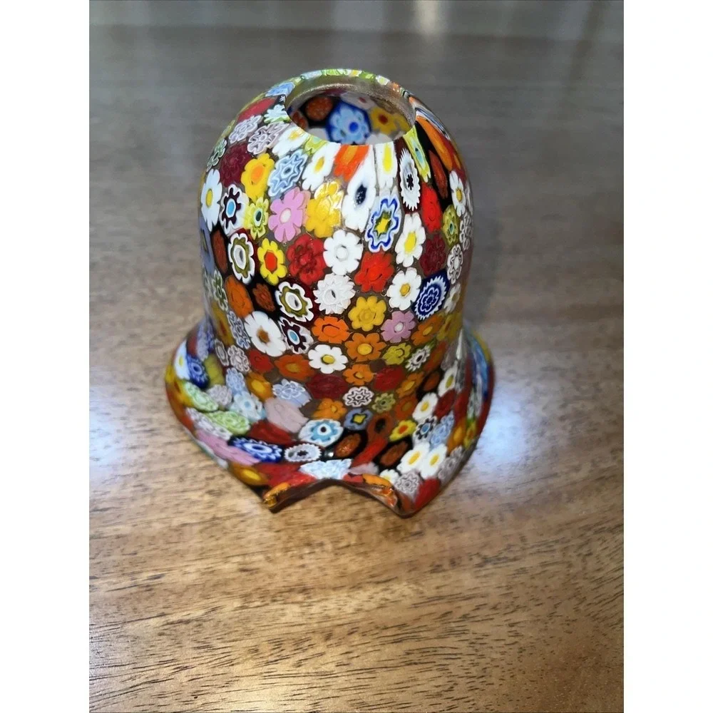 Vintage Murano Millefiori Art Glass Bell Pendant Light Lamp Shade Calotta
